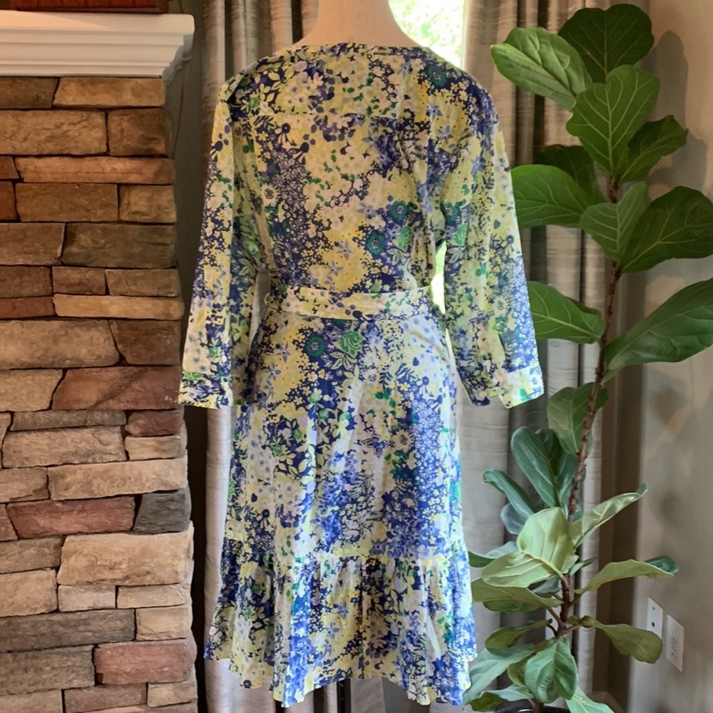 Talbots Blue and Yellow Midi Dress - Picture 3 of 6